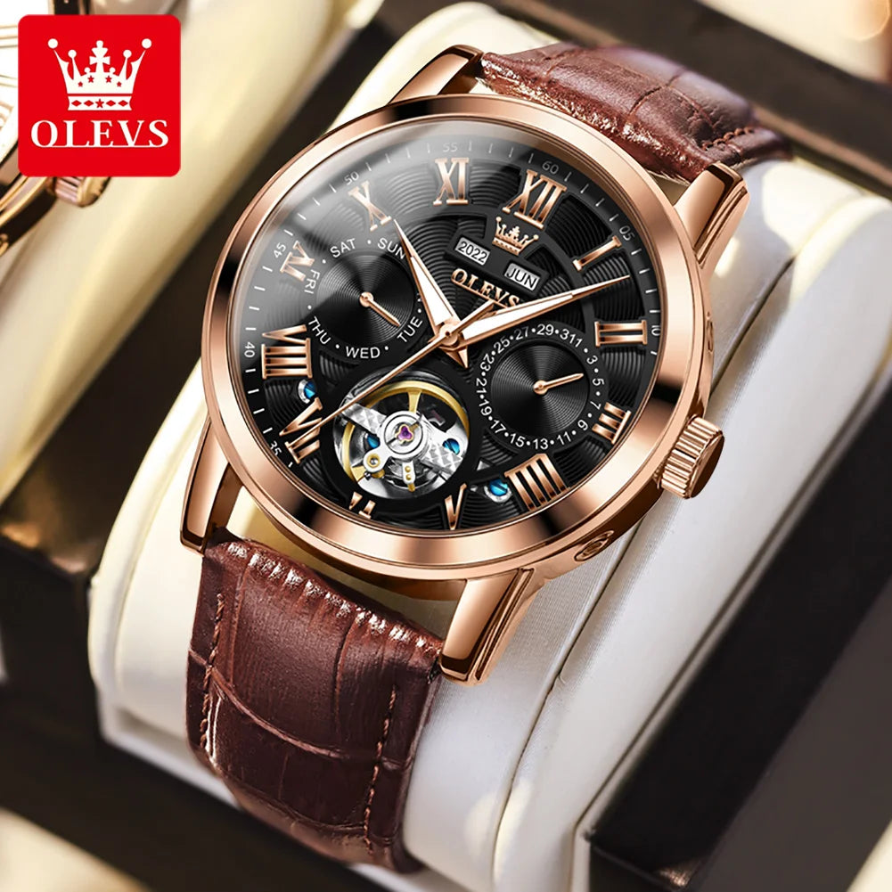Hot OLEVS 6668 Men's Watches Original Quartz Watch Waterproof Luminous Stainless Steel Wristwatch Male Week Date Hours