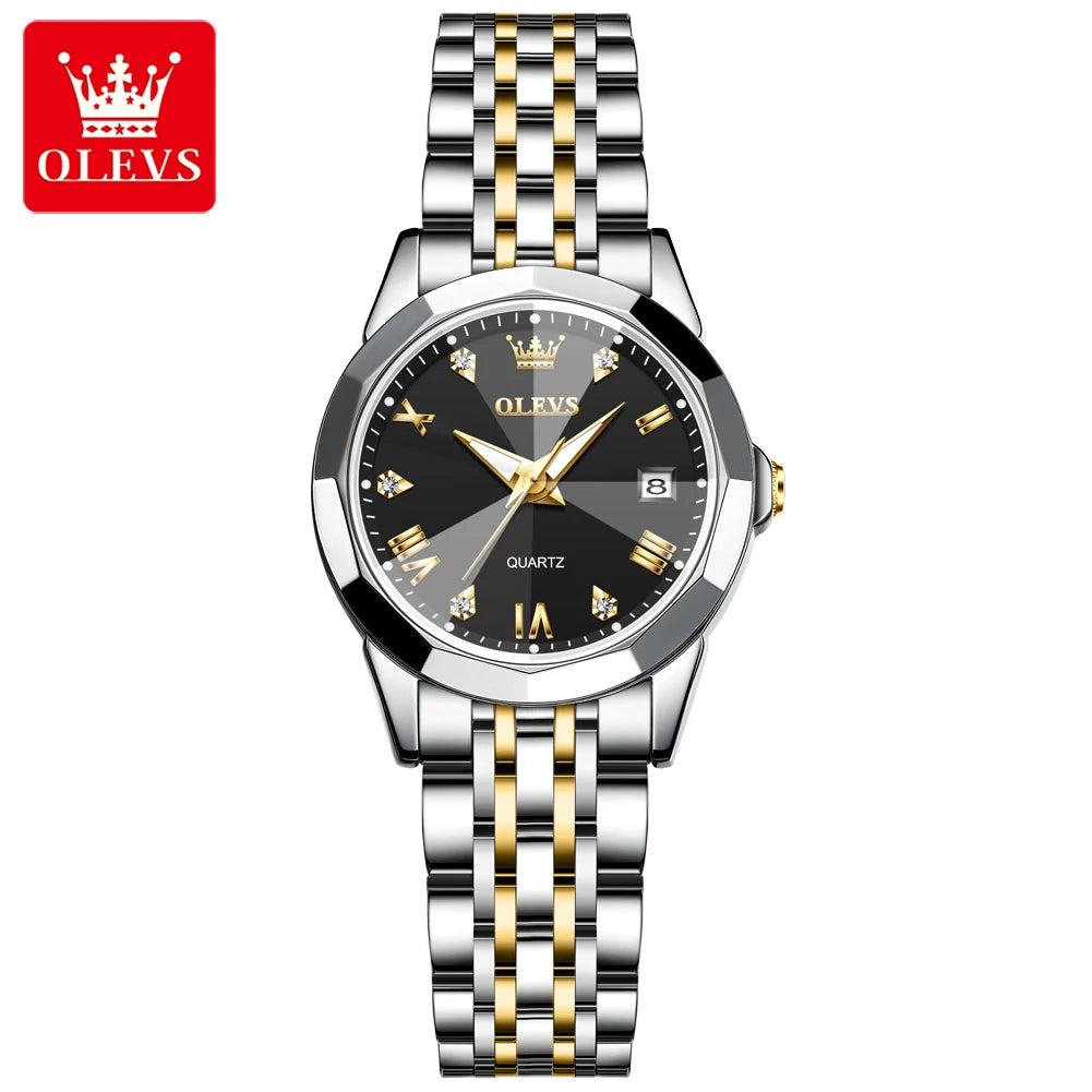 Hot OLEVS 9931 Men's Watches Rhombus Mirror Original Quartz Watch for Man Waterproof Luminous Stainless Steel Smartwatch Male