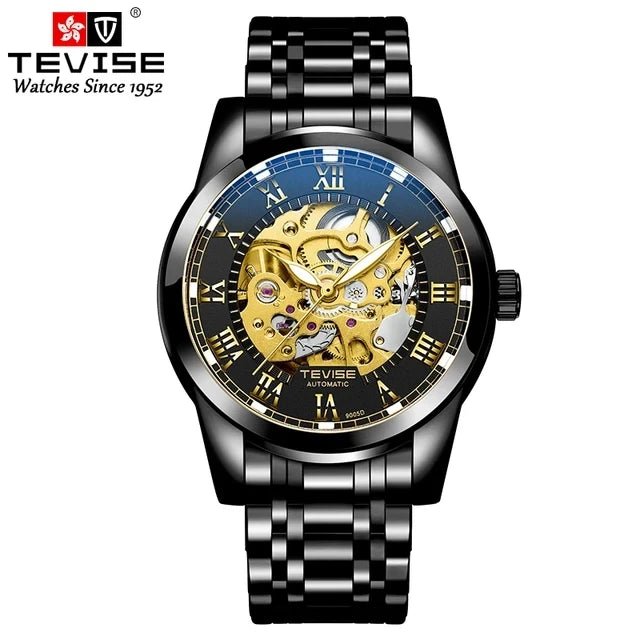 TEVISE T9005D Charm Hollow Luminous Automatic Life Waterproof 9005D Mechanical Luxury Stainless Steel Strap Men's Watches