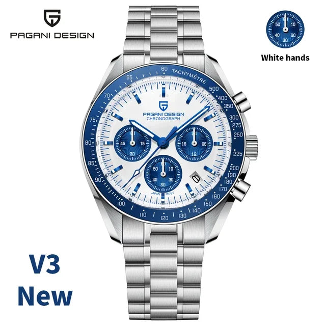 PAGANI DESIGN 2025 New Moon Men's Watches Luxury Quartz Watch Man Chronograph VK63 Men Gifts AR Sapphire Mirror Luminous Clock