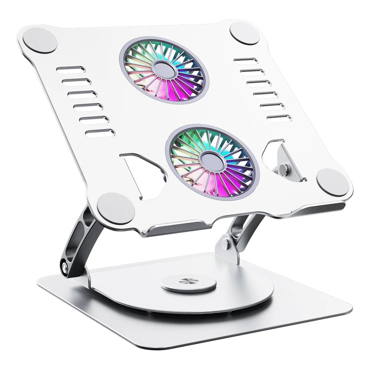 360 Rotation Aluminum Alloy Laptop Stands Adjustable Laptop Stand with Cooling Fan Tablet PC Stands for Office Meeting Room