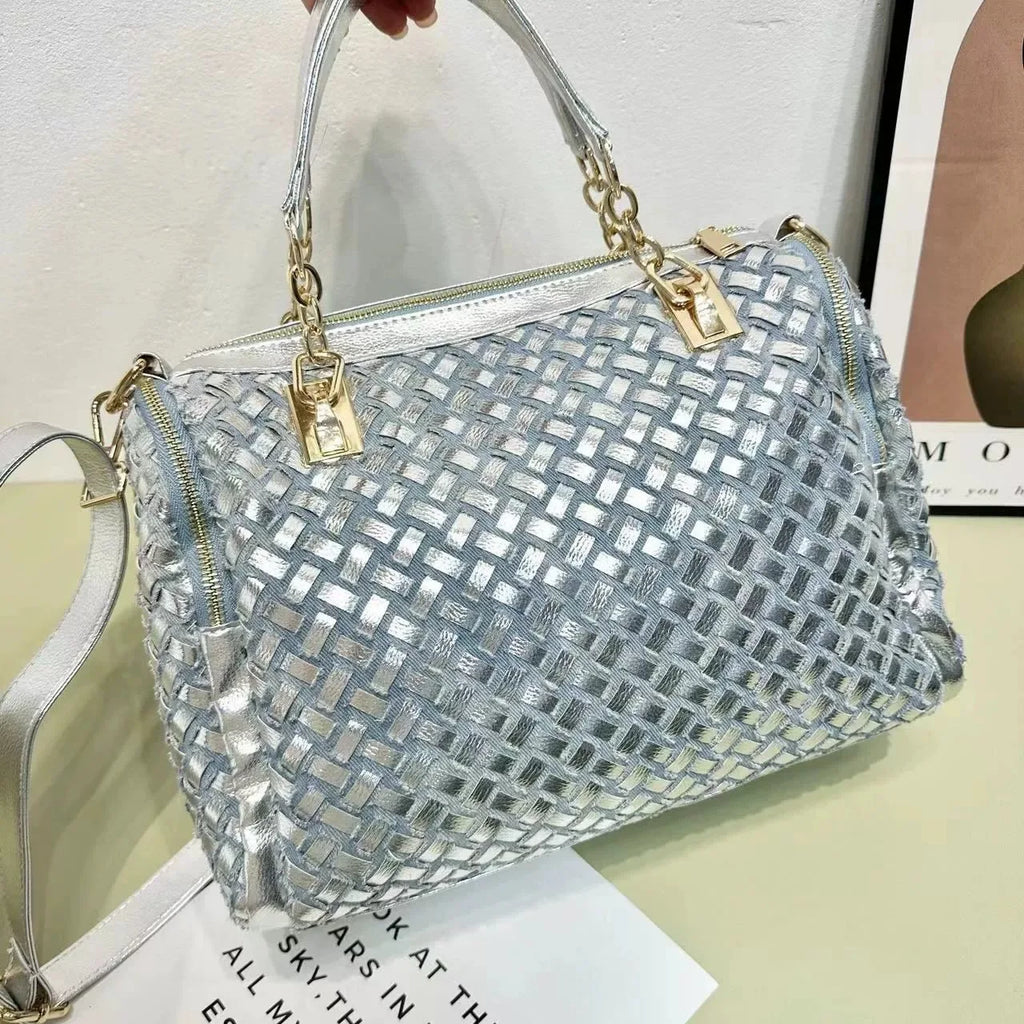 Renovate Denim Jean Casual Women Handbags Designer Shoulder Bags Rhinestone Decorative Womens Messenger Bag Totes