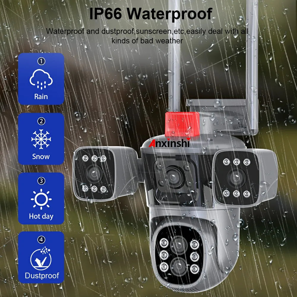 Anxinshi IPC360 Home 16MP 4 Lens 3 Screen 10x Zoom Wireless WiFi Camera  Home Security Wifi Panorama Cctv Ip Cameras 8k