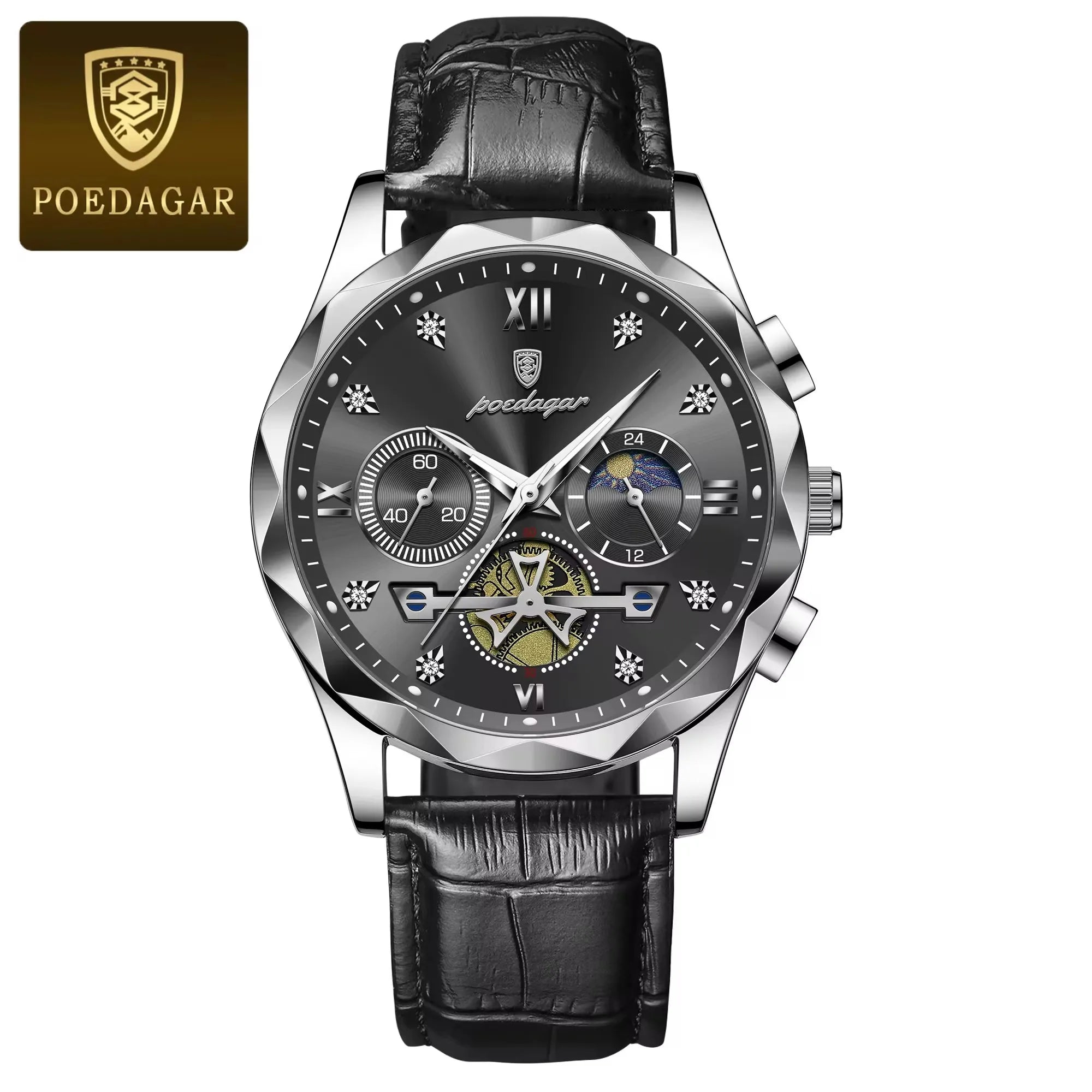 POEDAGAR 996 Luxury Business Man Wristwatch Leather Men's Watches Waterproof Luminous Male Watch for Men Quartz Clock Reloj