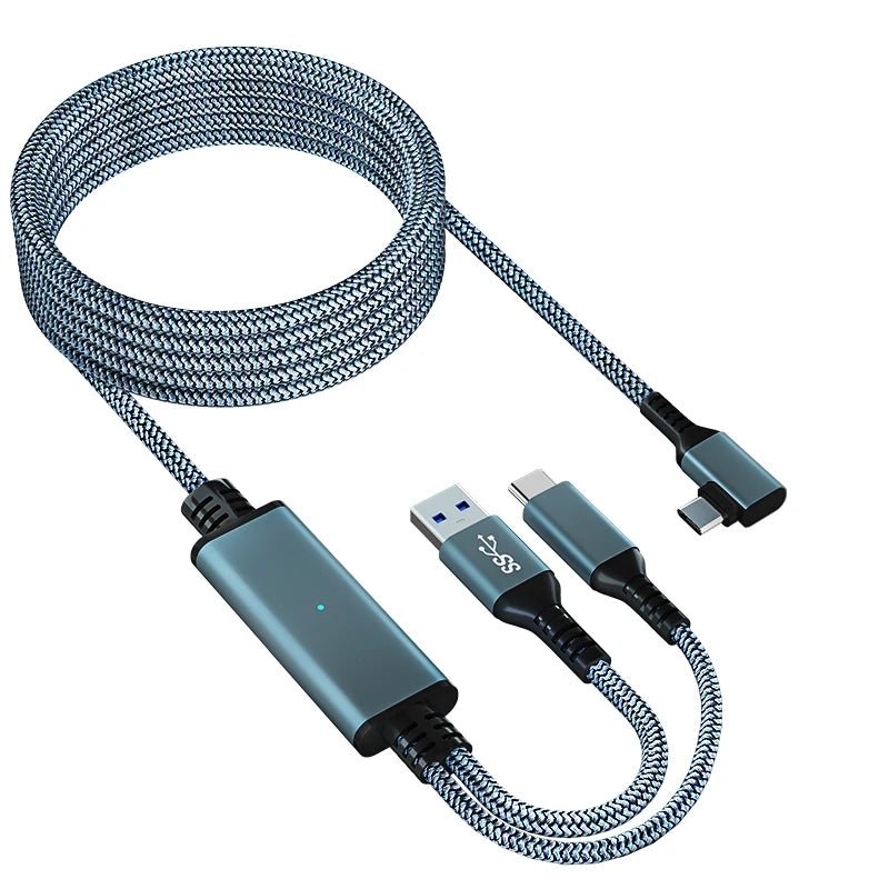 USB 3.0 Nylon Jacketed Type a to C Cable Independent Power Supply for VR Headset Accessories Gaming PCs Camera Data Connections