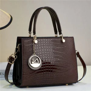 2026 Large Capacity Handbag, Lizard Pattern, Glossy Leather, High-end Feeling, Cross-border Minimalist Women's Bag