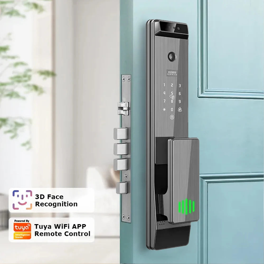 Smart Home Security 3d Face Door Lock Mobile Phone App Fully Automatic Wifi Tuya Fingerprint Smart Lock With Camera