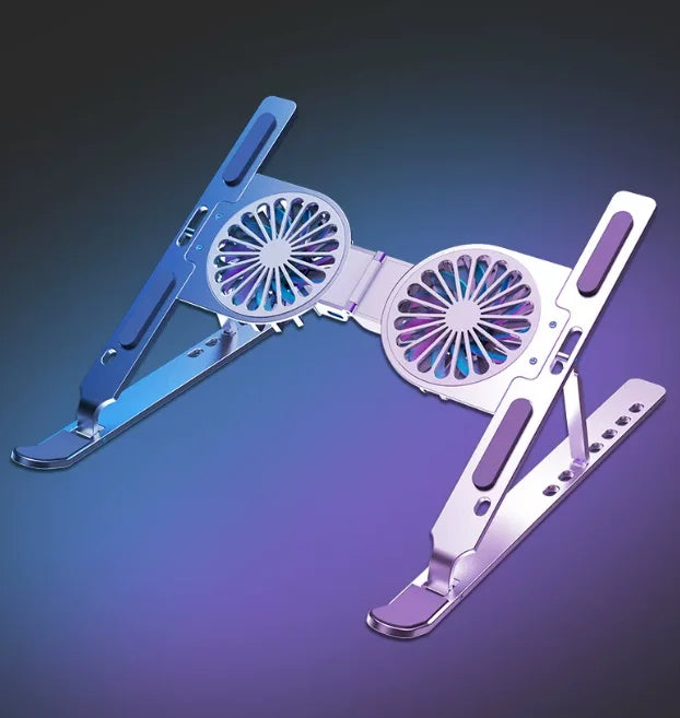New Laptop Stands Tablet Holder with Fans RGB Light 6 Angles Adjustable Aluminum Foldable Portable Computer Accessories