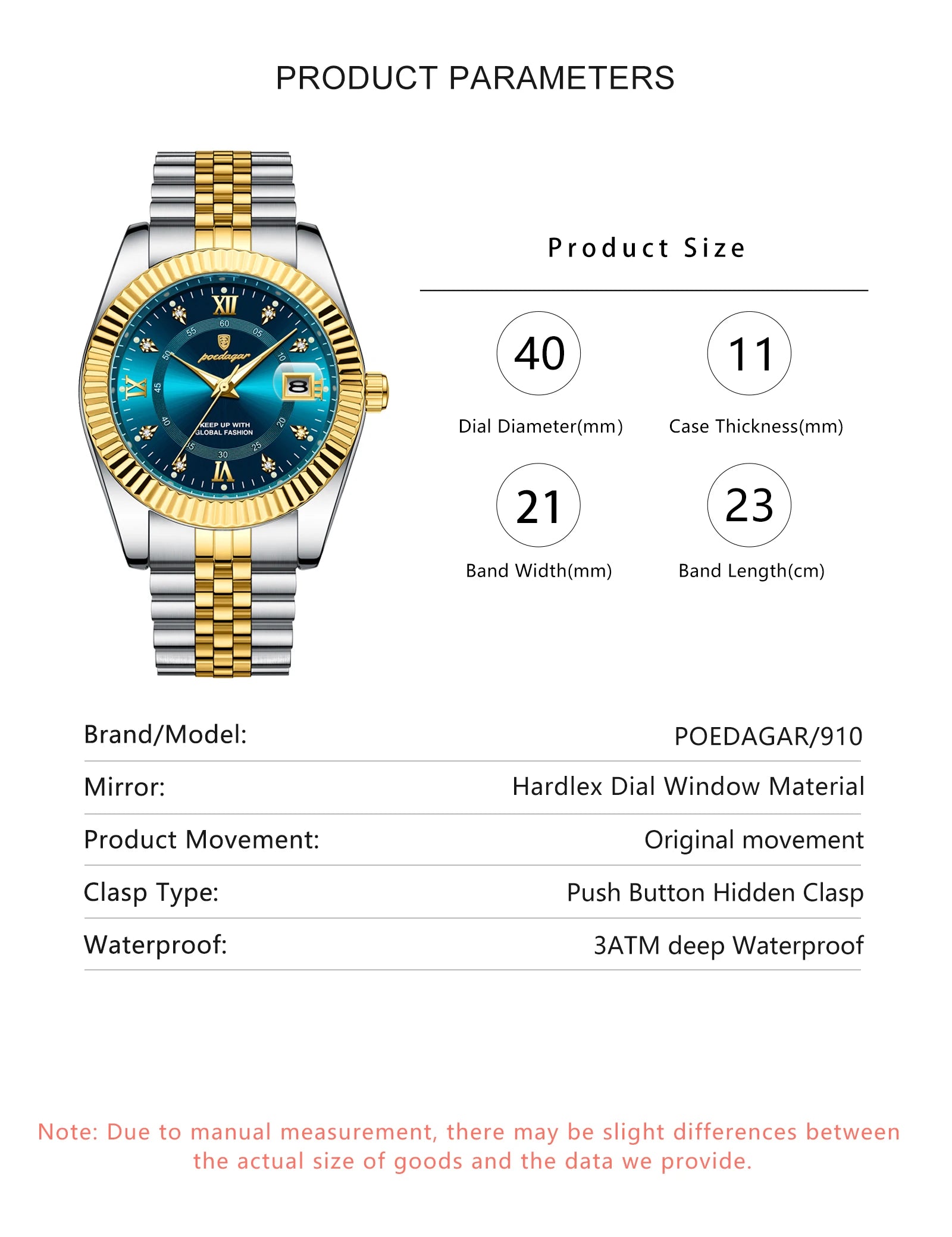 POEDAGAR 910 New Luxury Sport Wrist Watch for Man Waterproof Luminous Date Men Watch Quartz Stainless Steel Men's Watches Reloj