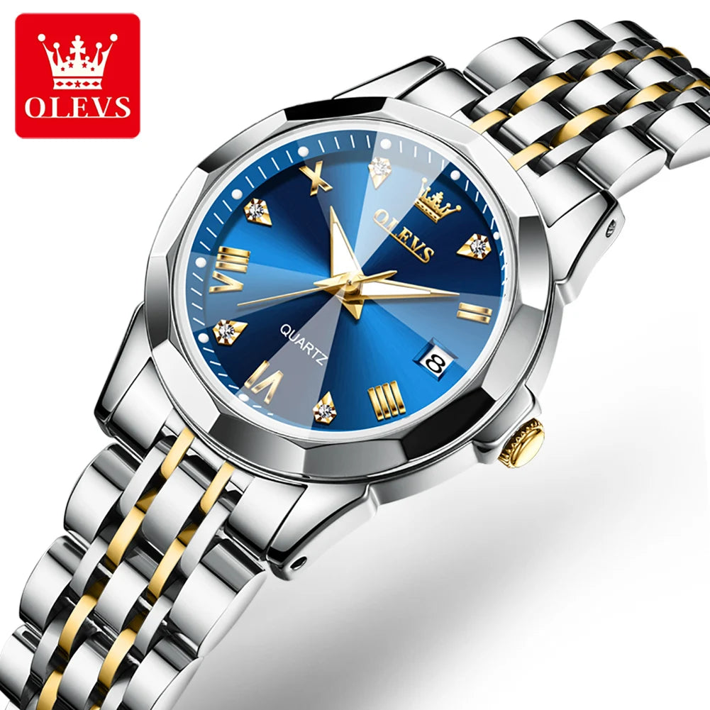 OLEVS 9931 Top Brand Women's Watches Elegant Rhombus Mirror Original Quartz Smart Ladies Wristwatch Stainless Steel Waterproof