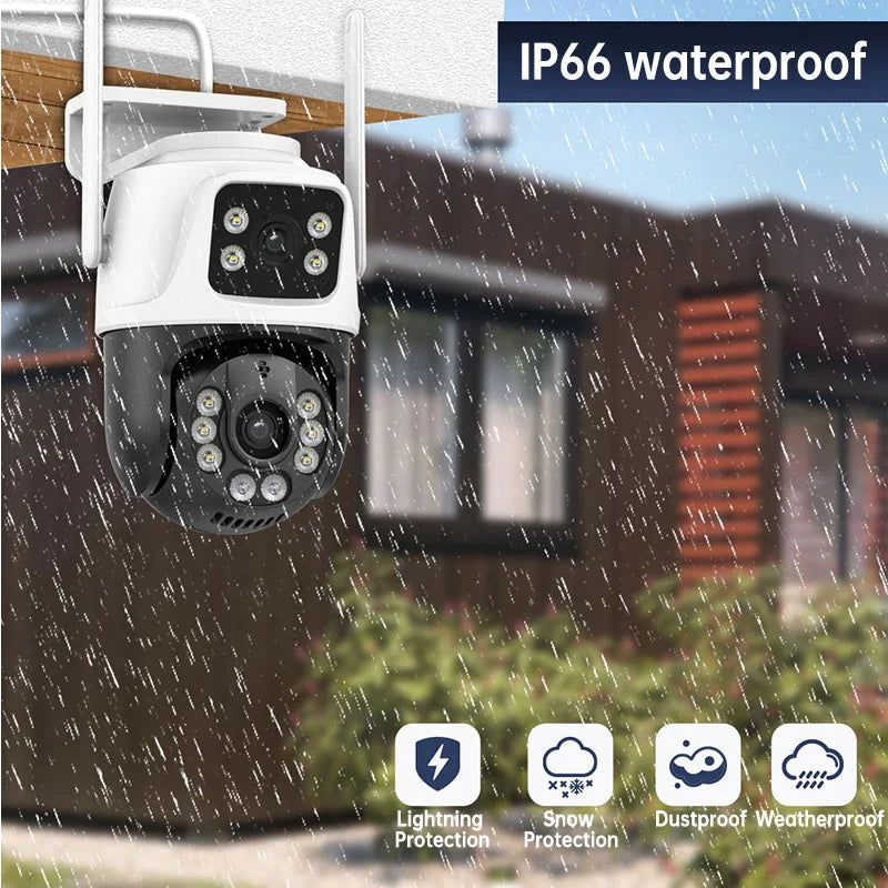 Wistino Icsee Dual Lens Wifi Smart Camera Outdoor Waterproof Gun Ball Linkage Home Wifi Security Camera