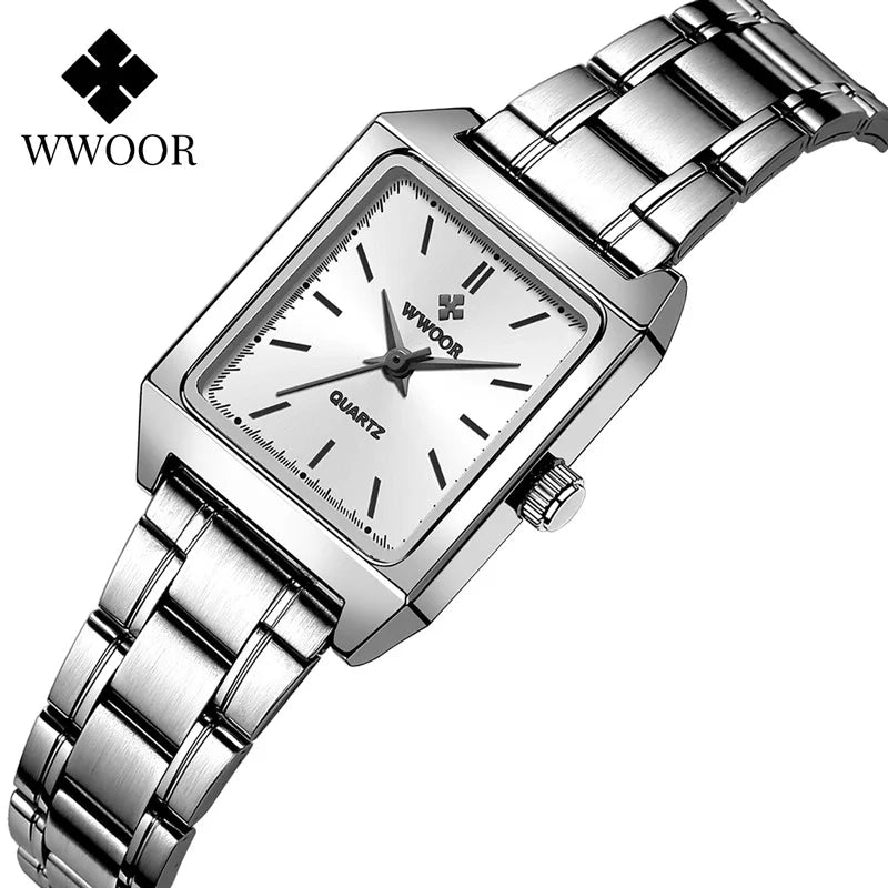 WWOOR 8850 Watches for Women Watches for Girls New Fashion Waterproof Luminous Leather Women's Watches Clock