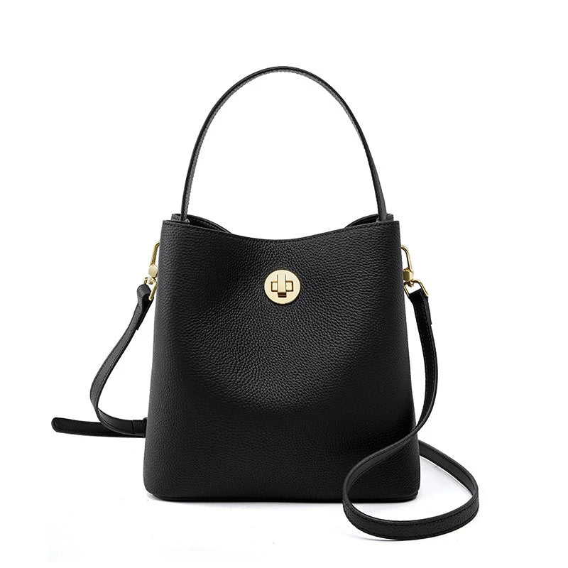 2025 Winter Autumn Style Unique Brand Genuine Leather Crossbody Messenger Shoulder Bucket Bags Purse Leather Women Handbags
