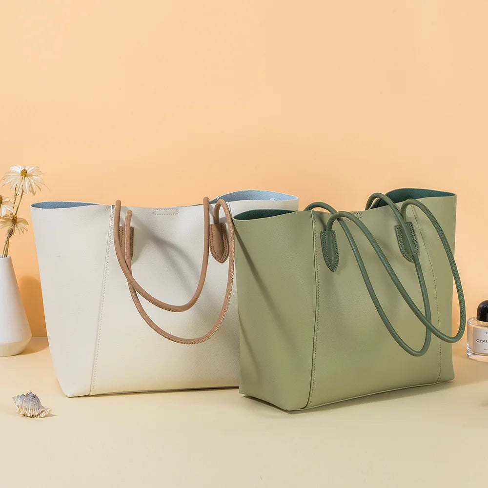 Genuine Leather Versatile Womens Tote Bag 2023 New Large Capacity Single Shoulder Underarm Bag Handbag High Quality Women's Bag