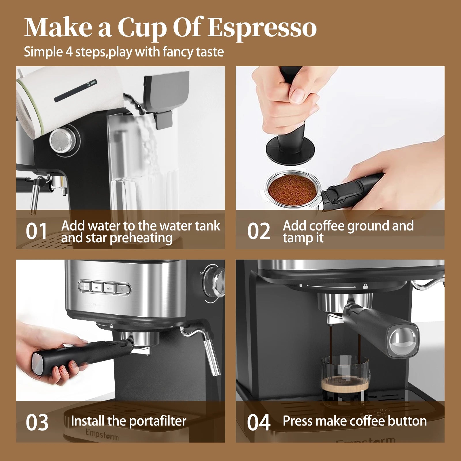 High Quality Semi-Automatic Coffee Machine 20 Bar Pressure Stainless Steel Electric 120V 3-in-1 Function for Hotel Household Use