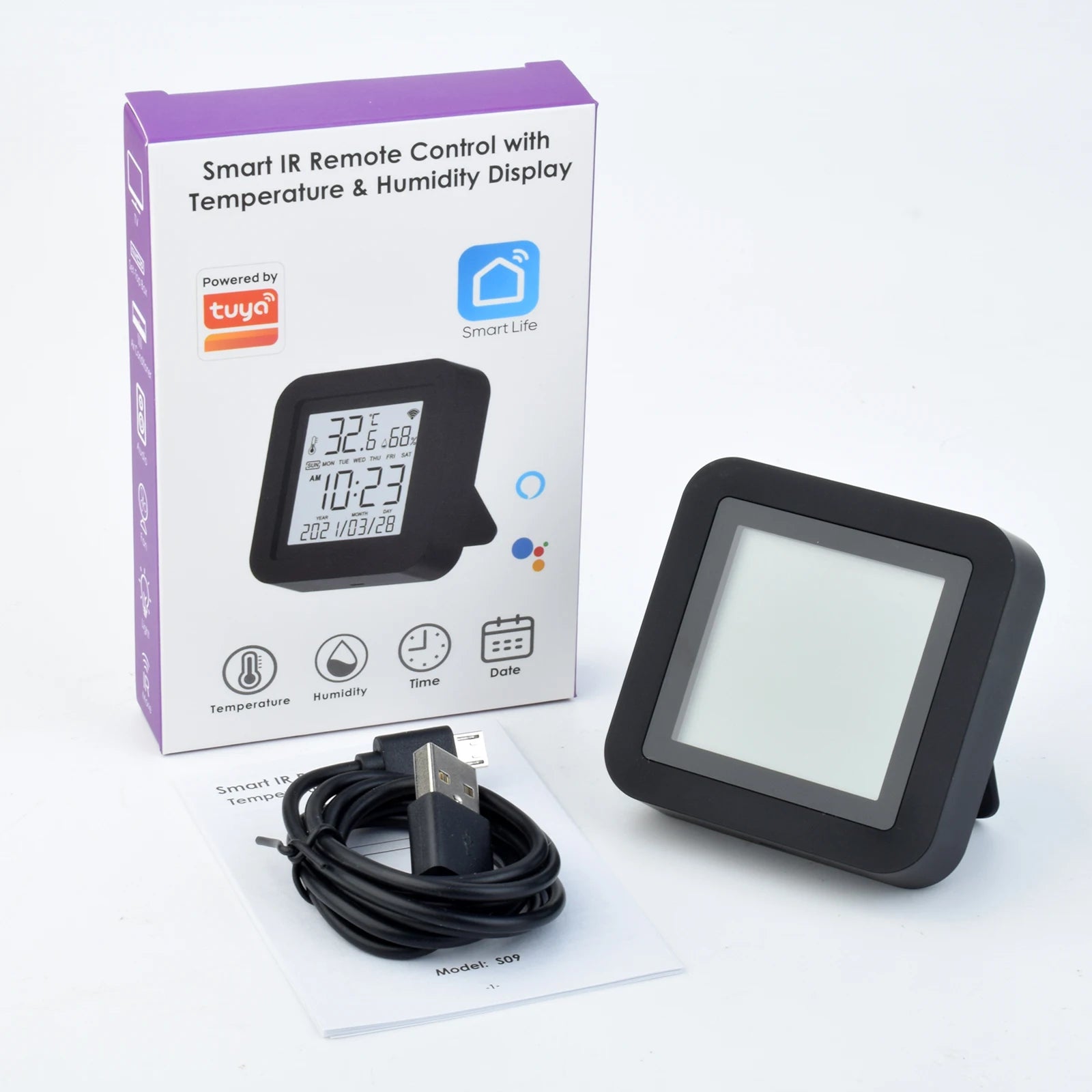 TY-S09 WIFI Temperature Humidity Sensor IR Remote Control Smart Home Tuya LCD Detector Wireless Thermometer for AC TV Alexa