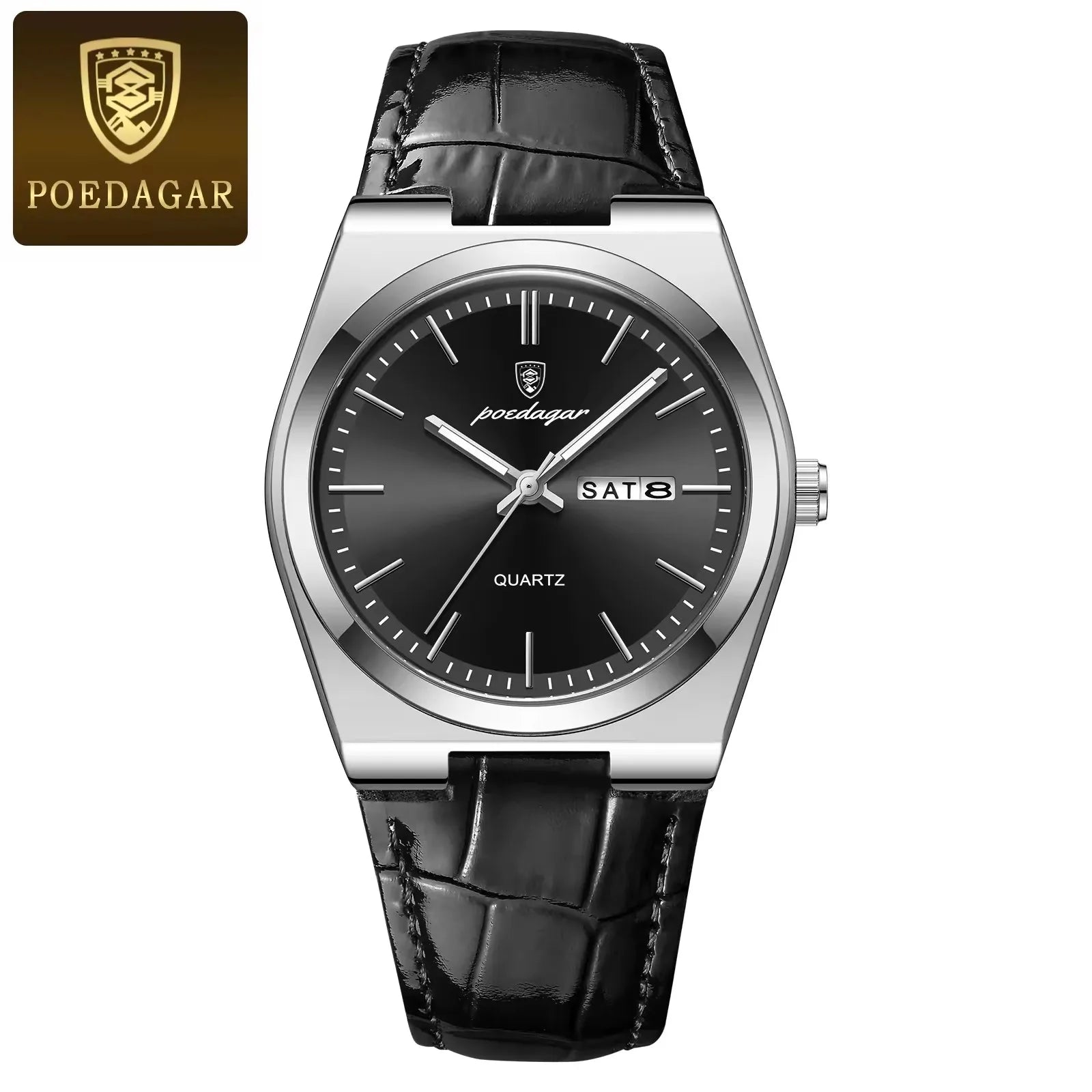 Poedagar 930 Fashion Casual Men's Watches Leather Strap Luxury Waterproof New Business Quartz Wrist Watch for Men Montre Relojes