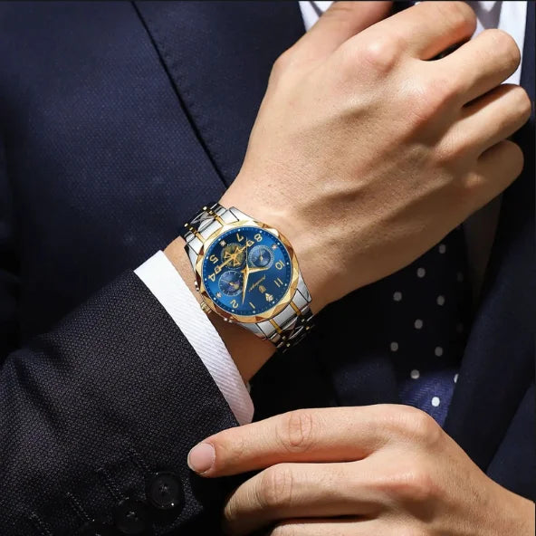 POEDAGAR 972 New Sports Watch Men Stainless Steel Man Quartz Wristwatch Waterproof Luminous Chronograph Men's Watches