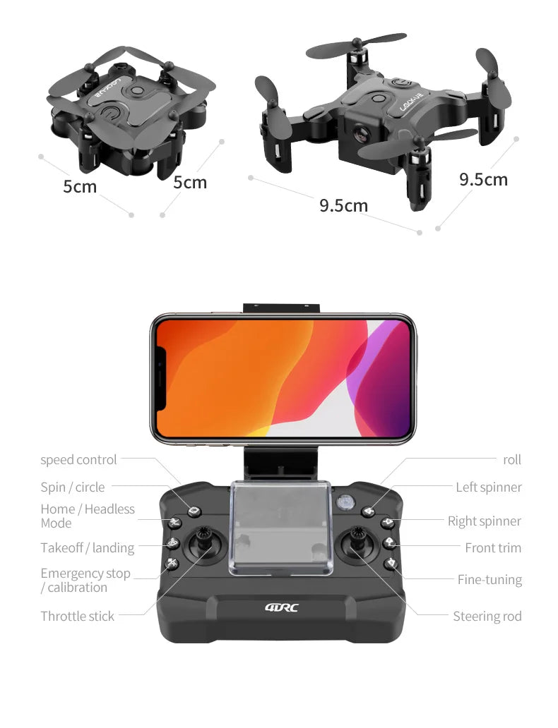 Factory 4DRC V2 Mini Drone 4K HD Camera WiFi FPV Air Pressure Altitude Hold Foldable RC Quadcopter Dron Toys for Kids