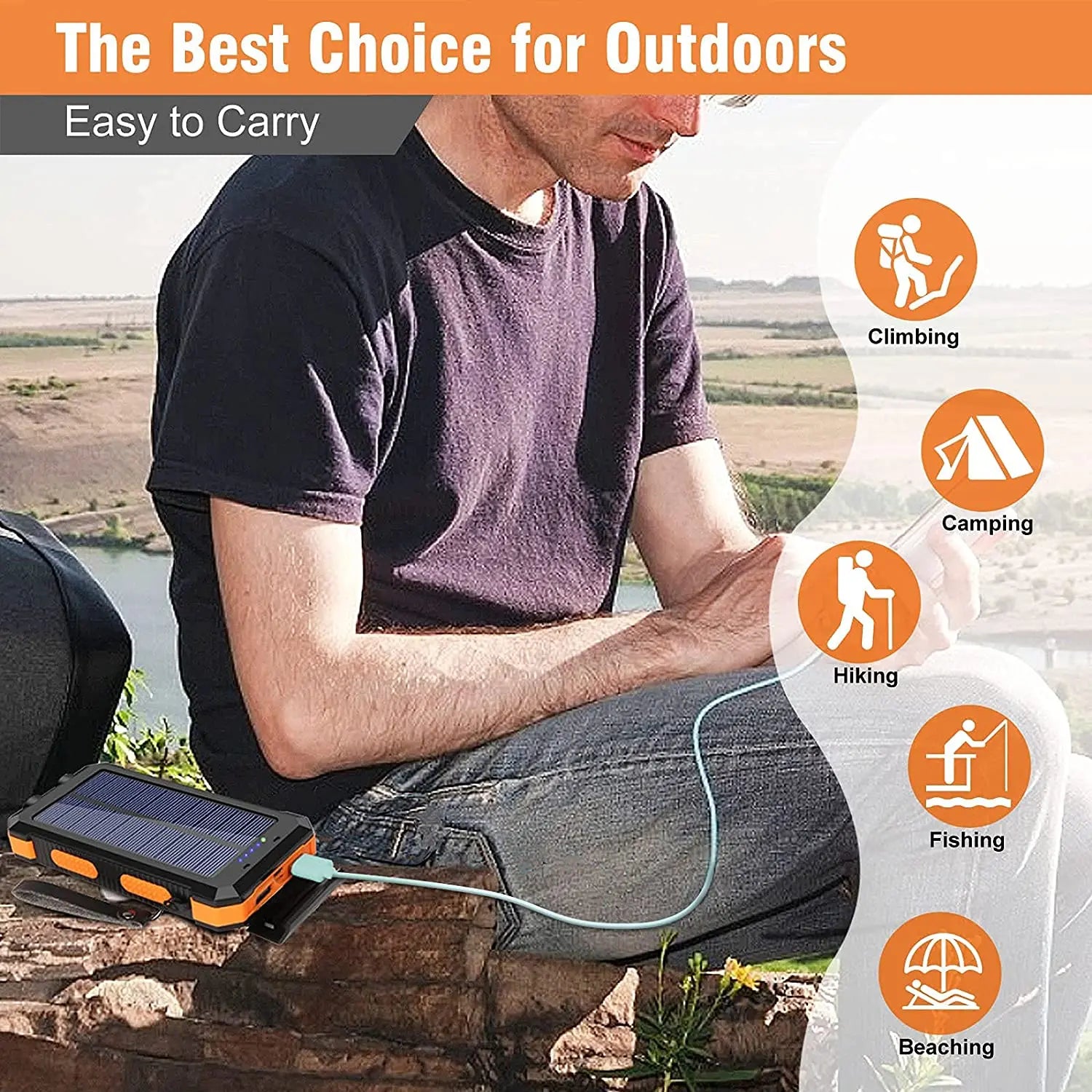 Trending Products 2025 New Arrivals Solar Power Bank 20000mah  Solar Charger Waterproof 8000mah 10000mah 2 USB Portable