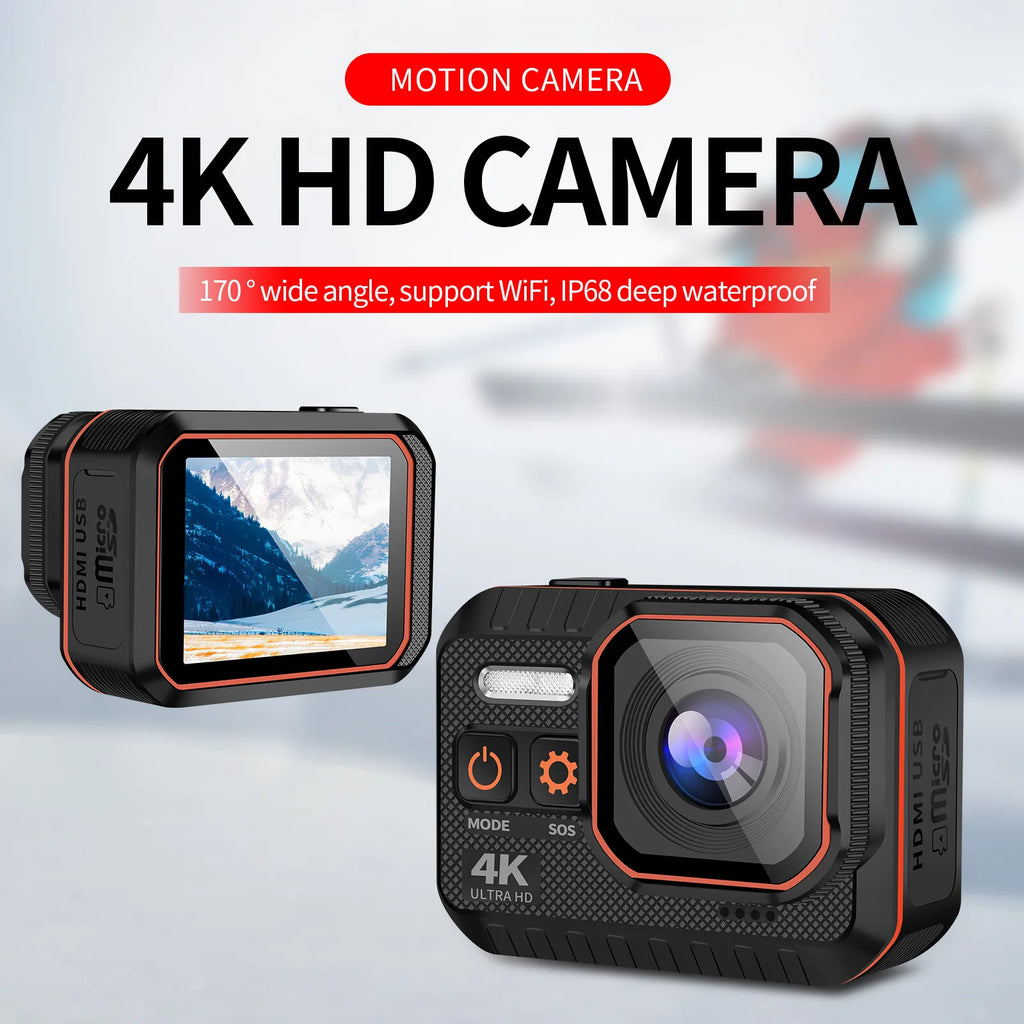 2025 Hot Selling Sports Camera VL002 170° 4K 60FPS HD Screen Wifi Camera 5M Body Waterproof Six-axis EIS Sports Action Camera