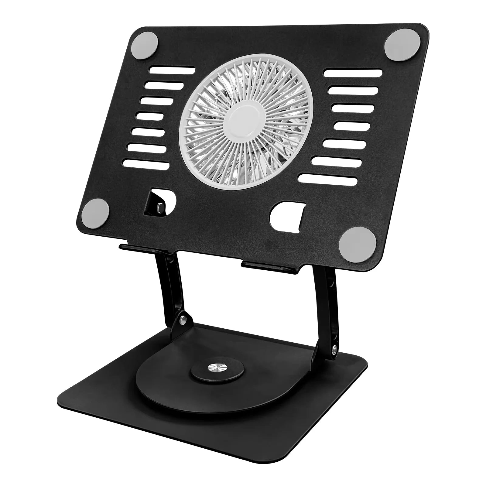 Adjustable Aluminum Laptop Stand With Cooling Fan 360 Rotation Foldable Ergonomic Laptop Holder for Office Business Gift OEM ODM