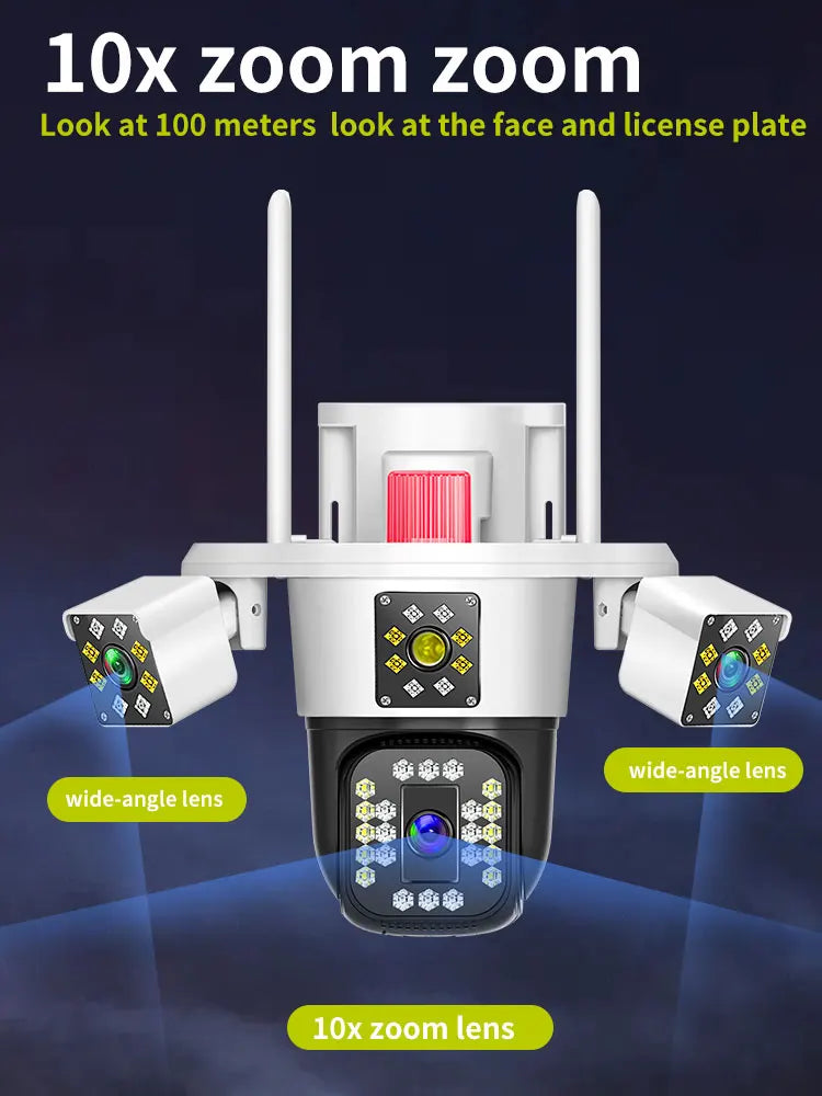 IPC360Home 12mp Outdoor Wifi Camera Home Wireless Home Security Panorama Cctv Ip Cameras Three Lens Three Screen 6K PTZ