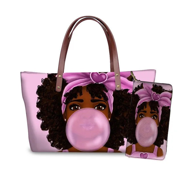 Young Ladies Handbags Black Art American African Girls Printed Popular Hand Bags Women Handbags Lady Fashion Designers Handbags