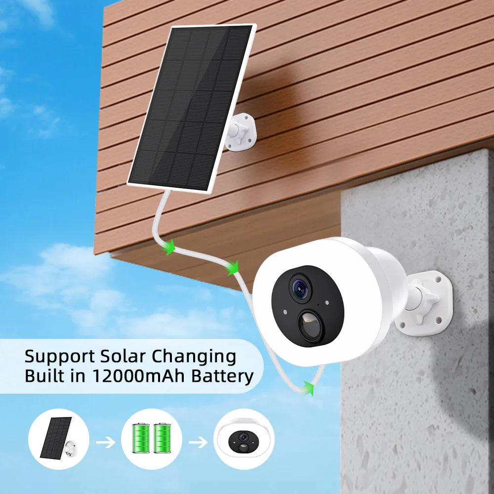 ICSEE 3MP Dome Camera Solar Courtyard Lighting Wide Angle Night Vision Low Power Outdoor WIFI Alarm Cloud Storage