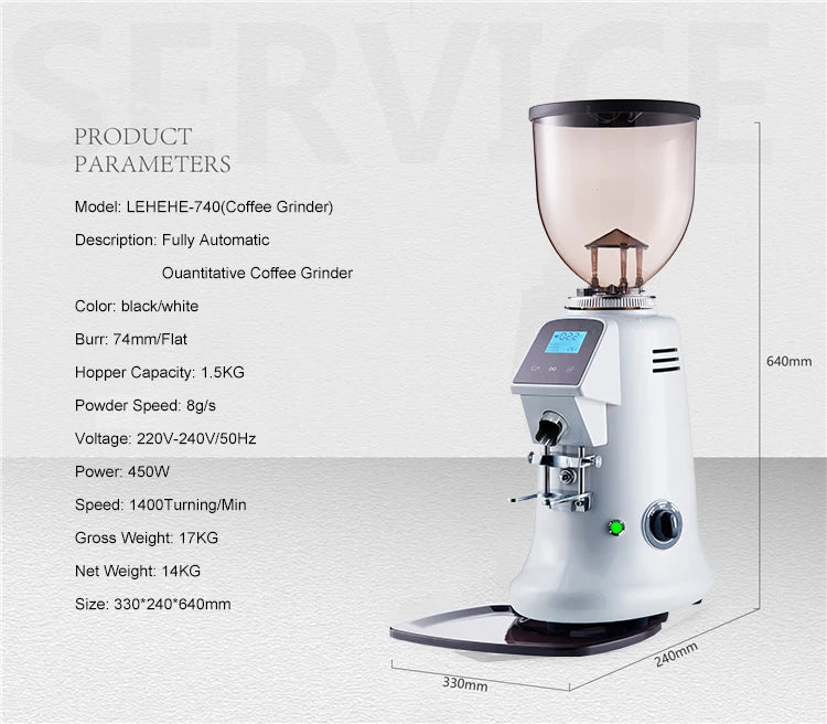 LHH740 Professional Commercial Full Automatic Coffee Grinder Burr Machine