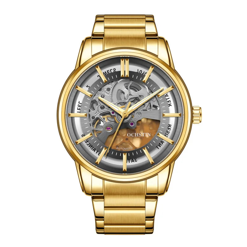 OCHSTIN 7010B Men's Watches Automatic Movement Mechanical Outdoor Waterproof Hollow Out Dial Luminous Hands Wristwatch for Male
