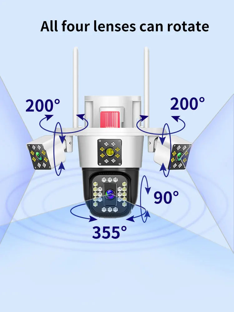 IPC360Home 12mp Outdoor Wifi Camera Home Wireless Home Security Panorama Cctv Ip Cameras Three Lens Three Screen 6K PTZ