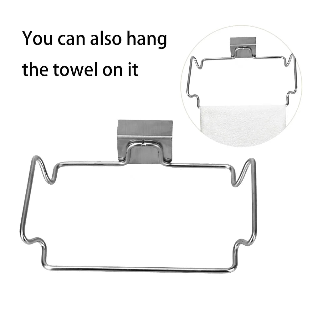 Kitchen Trash Rack Closet Stand Stainless Steel kitchen Accessories Cabinet Door Garbage Storage Holder Garbage Bags Holder
