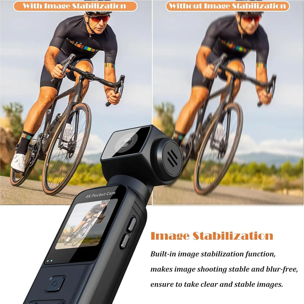 4K Body Camera with External Microphone, Mini Video & Audio Pocket Cam 180° Rotation Camera