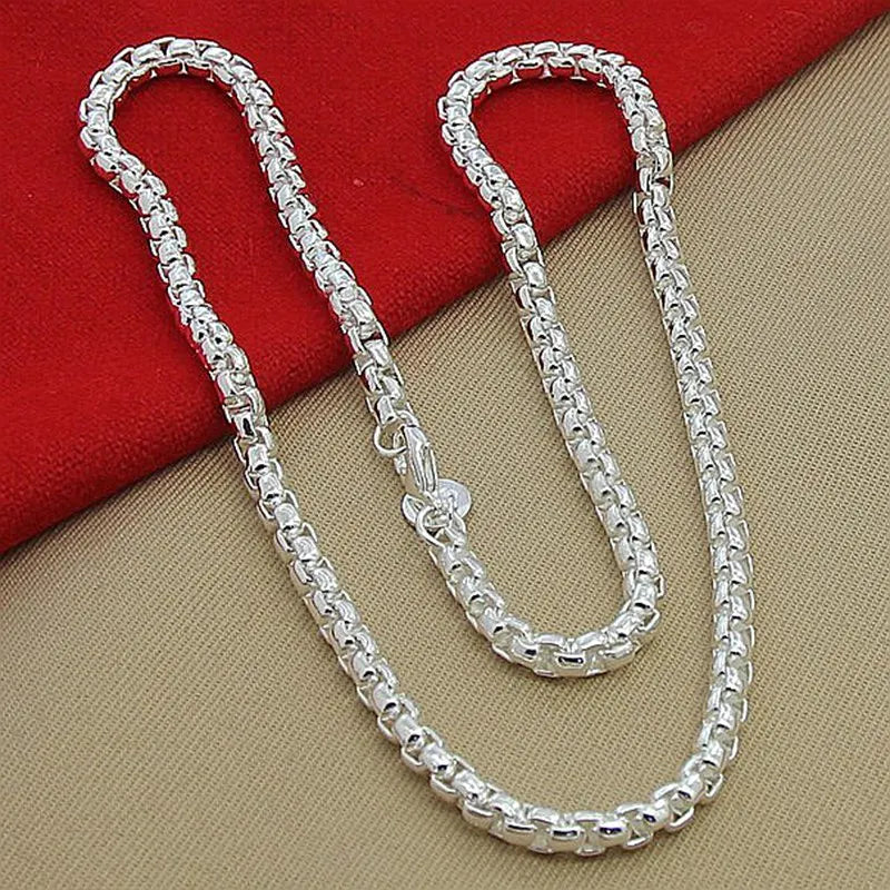 New Fashion 925 Sterling Silver Necklace 3mm Box Chain Round Necklace For Women Men Jewelry