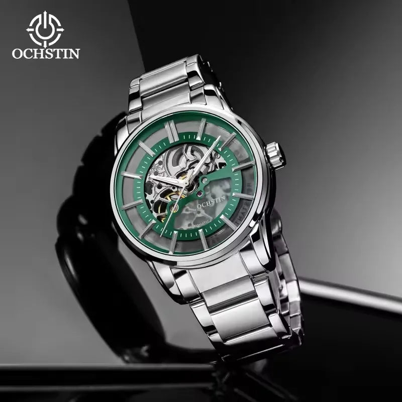 OCHSTIN 7010B Men's Watches Automatic Movement Mechanical Outdoor Waterproof Hollow Out Dial Luminous Hands Wristwatch for Male