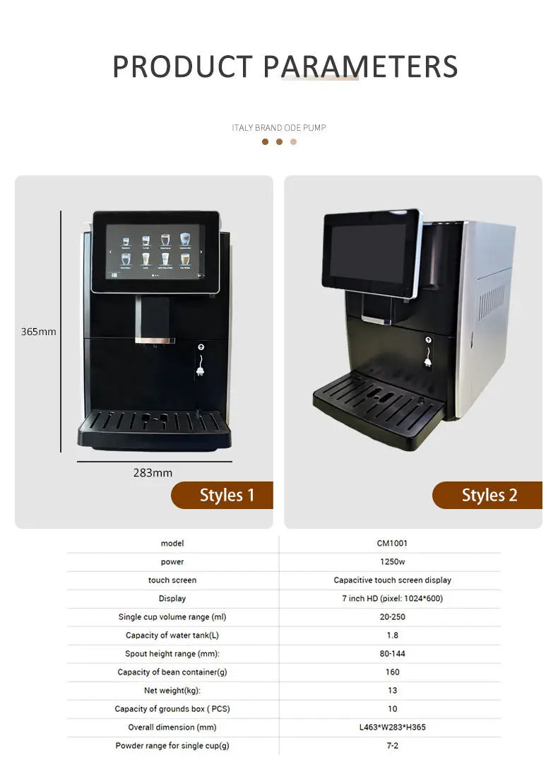 Automatic Coffee Machine 220V EU Plug Stainless Steel App-Controlled for Household & Hotel Use