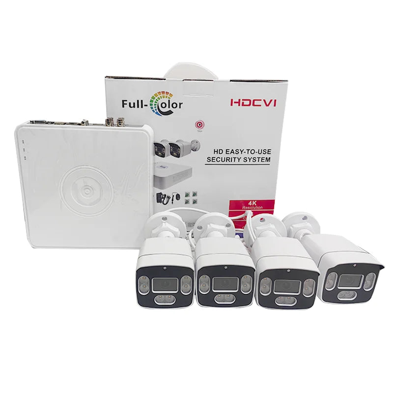HD Lens 3.6mm 4CH 2MP Bullet Camera Home Security IP67 Full Color Night Vision AHD CCTV Camera System Analog XVR Kit