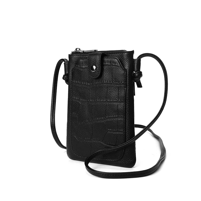 New 2024 bag women mini bags women handbags Korean version of vertical stone pattern mobile phone bag with shoulder and crossbo