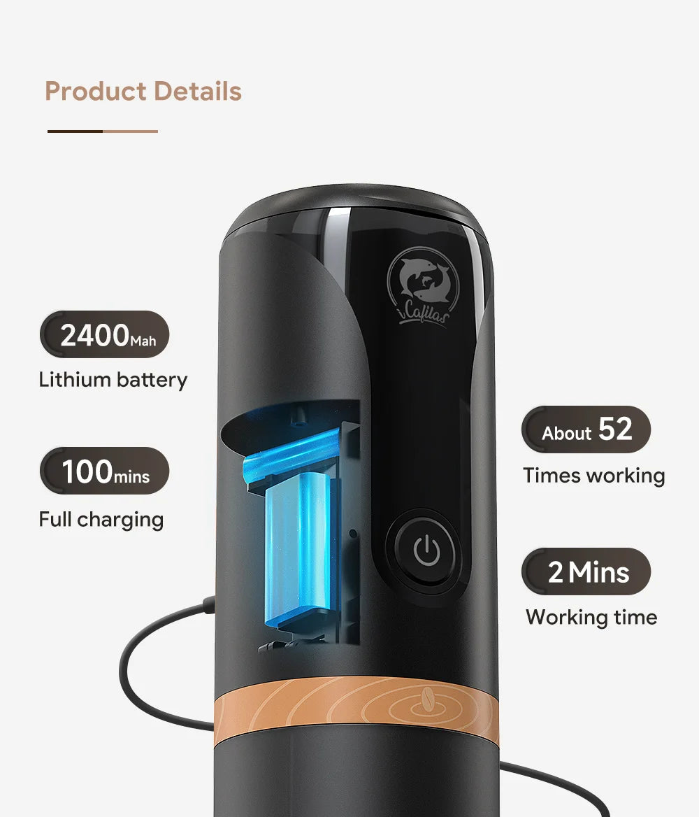 Portable Travel Electric Espresso Coffee Maker Semi-automatic Coffee Machine