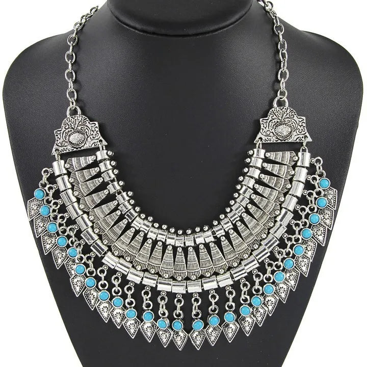 2025 New Fashion Vintage Indian Statement Necklace Women Jewelry Maxi Long Big Chunky Boho Ethnic Large Collar Choker Necklace