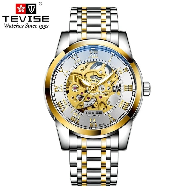 TEVISE T9005D 9005D Mechanical Luxury Charm Hollow Luminous Automatic Life Waterproof Stainless Steel Strap Men's Watches