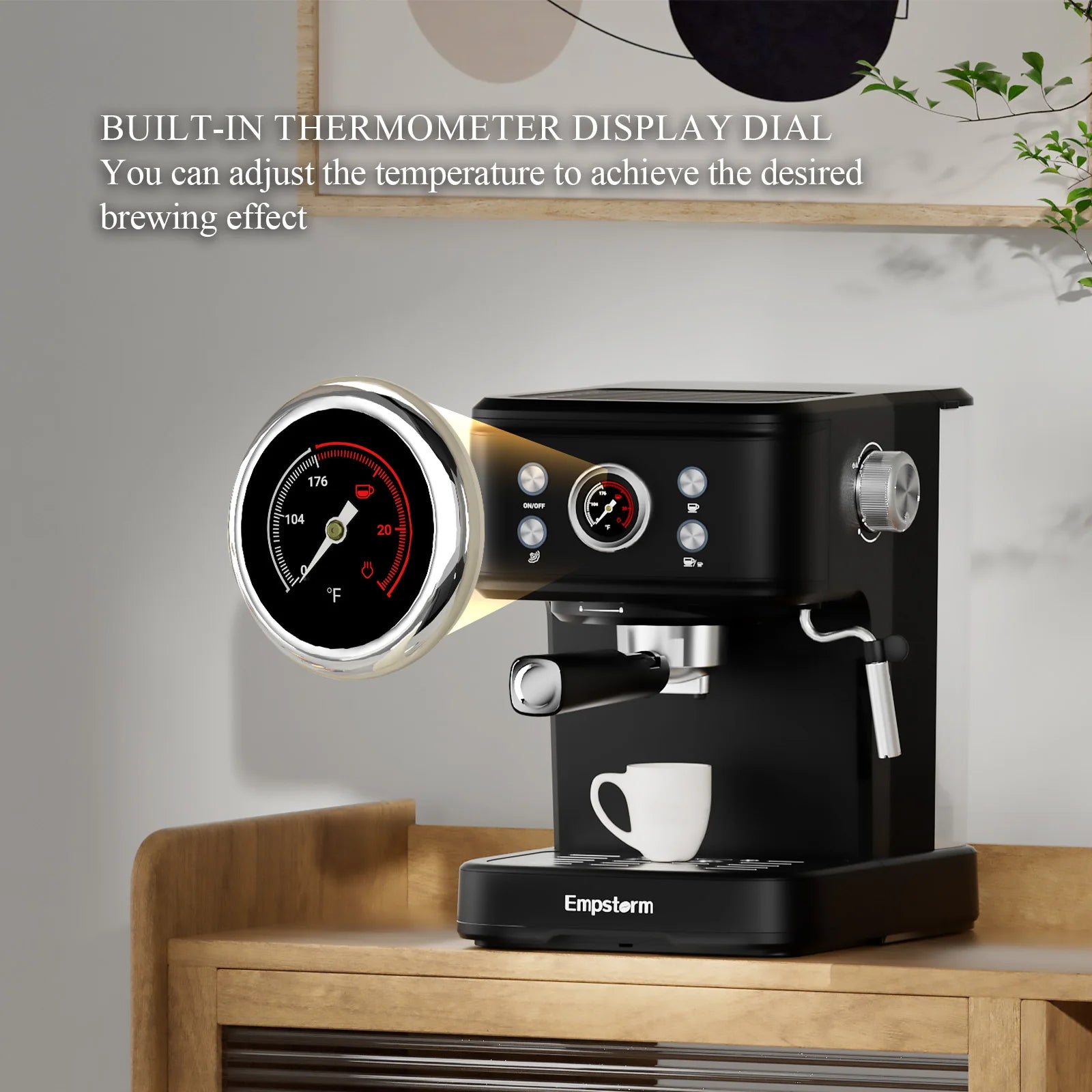 Empstorm 2 in 1 Capsule and Powder Semi-Automatic Coffee Machine Makes Espressos Lattes Cappuccinos for Office Home Hotel Use