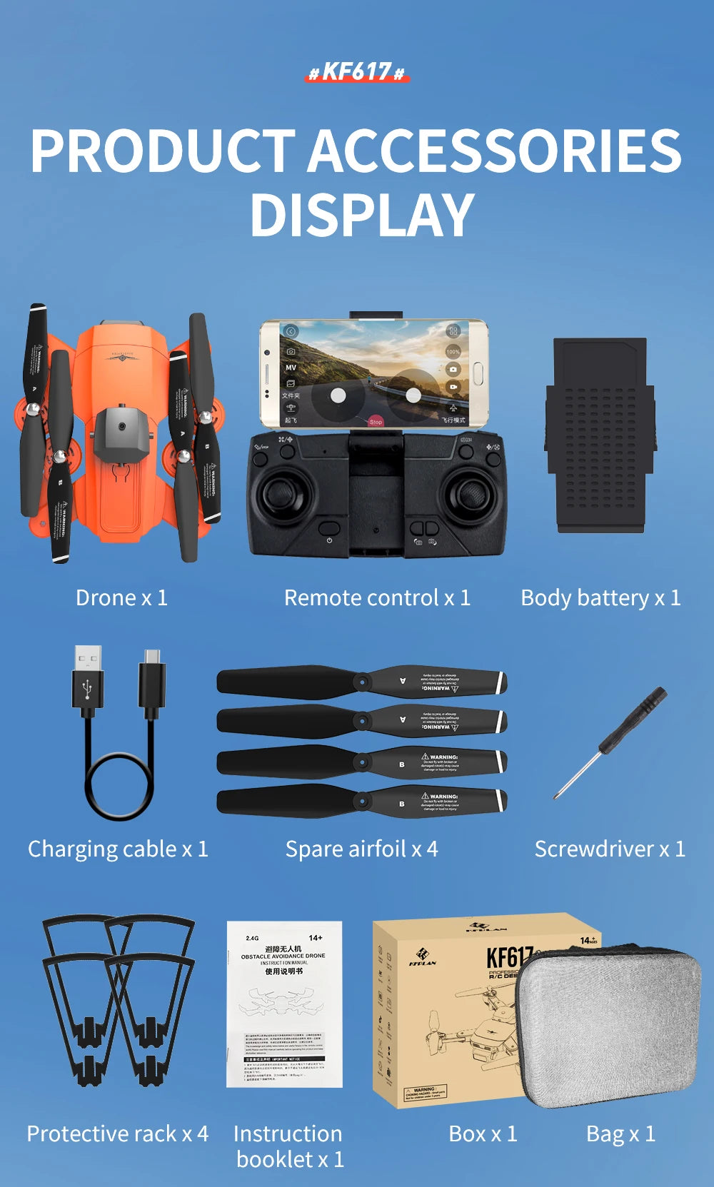KFPLAN KF617 Mini New Rc Drone 4k HD Dual Camera WIFI FPV Height Hold Foldable RC Quadcopter Dron Toys