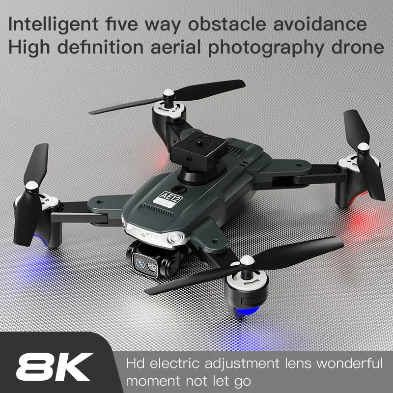 AE12 Drone with 4K UHD Flying Dual Camera WIFI FPV Foldable Drones Toys RC Quadcopter Height Keep Drones Camera Helicopter Toys