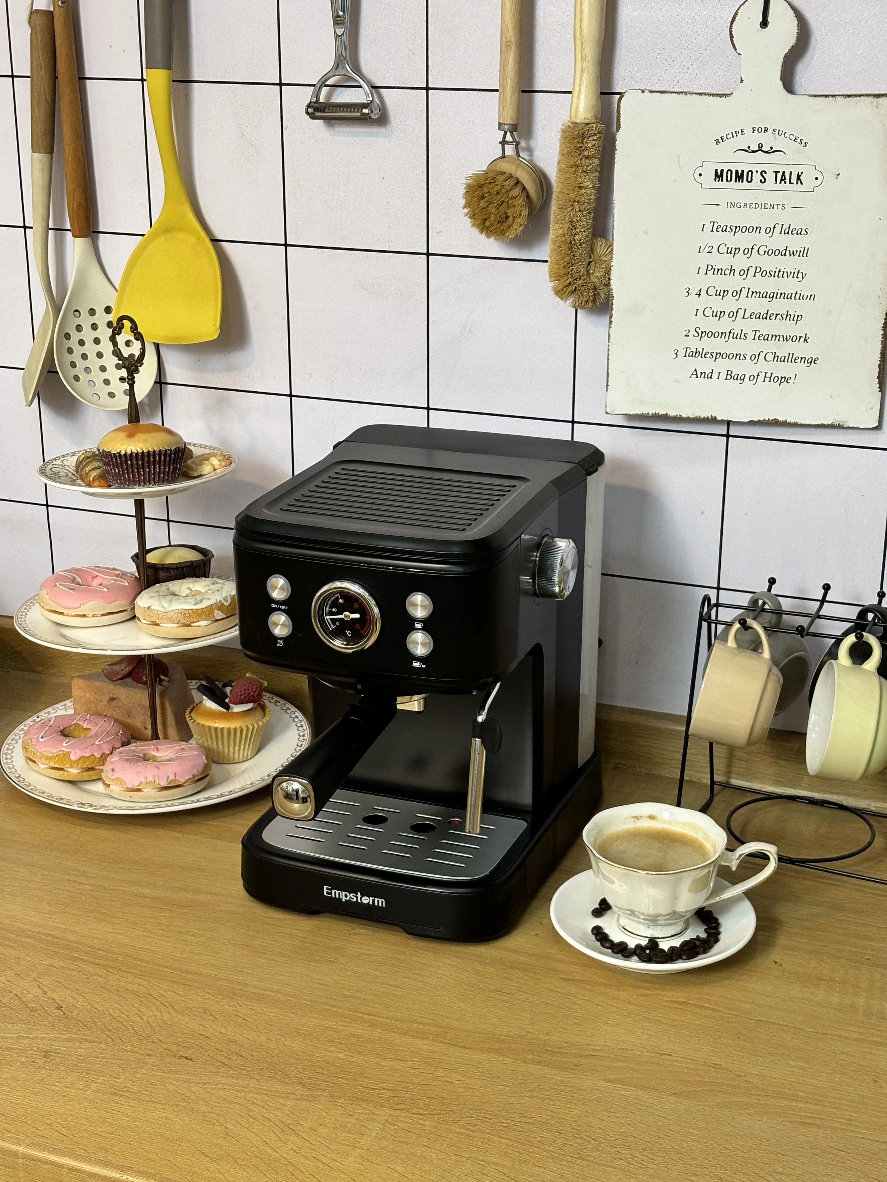 US Stock Barista 20bar Espresso Machine 3-in-1 Function Semi-Automatic Coffee Brewer Black Barista Machine for Families 04E