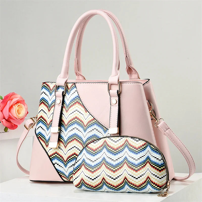 Large Capacity New Patchwork Versatile Fashion Retro Simple Elegant Temperament Bags Women Handbags Lady