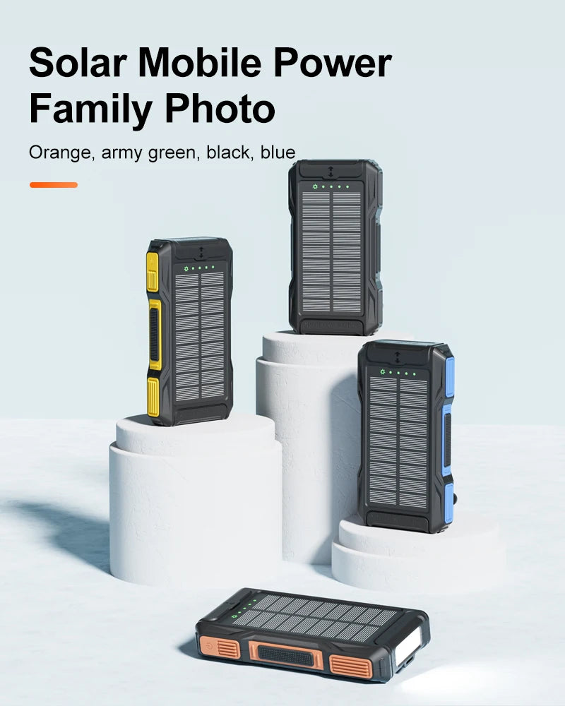 Portable Waterproof 10000Mah Hand Crank Solar Power Bank With Phone Holder and Strong Torch Function