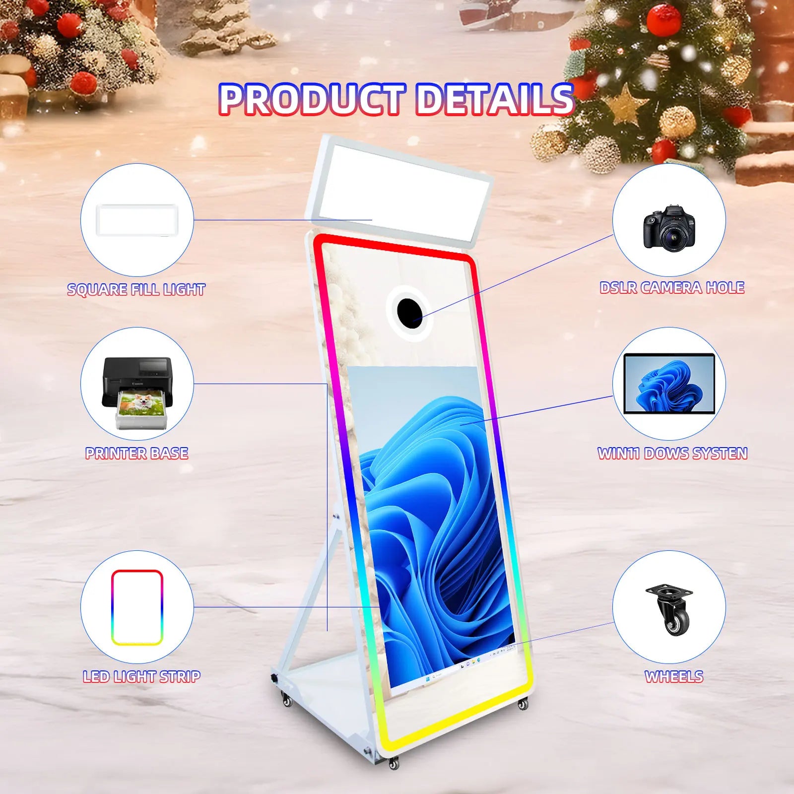 Selfie Mirror Photo Booth With 32 43 Inches Touch Screen Photo Booth Digital Magic Mirror PhotoBooth Machine Camera and Printer