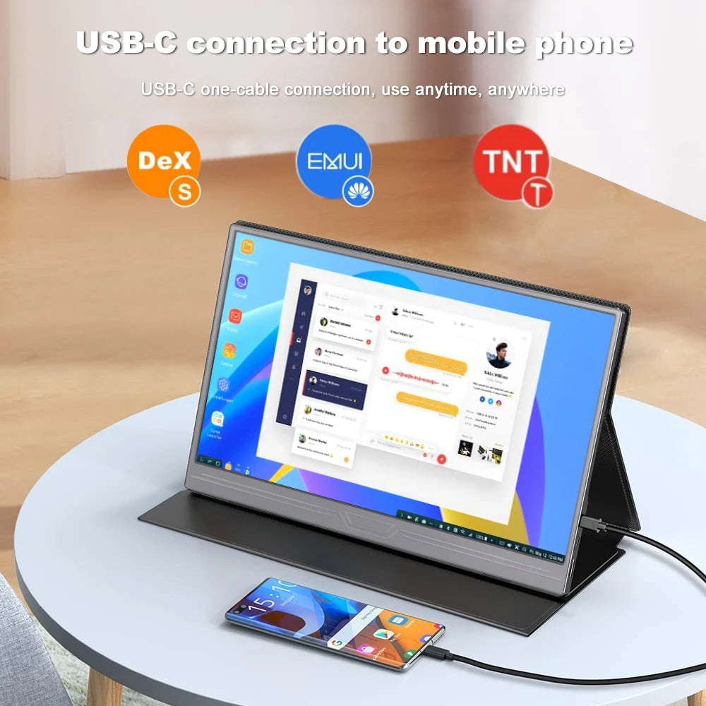 15.6 Inch 1080P FHD USB-C HDR Ultra-Slim IPS Portable Laptop Monitor with External Display Speakers Gaming Monitor Display